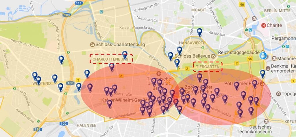 mapa donde alojarse en berlin