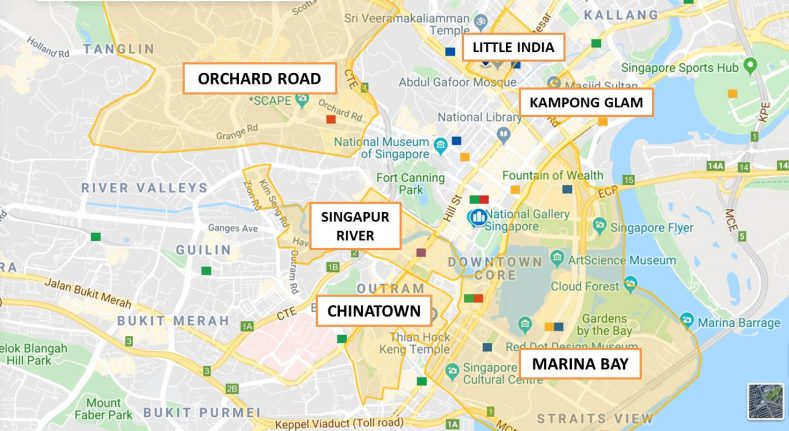 Donde alojarse en Singapur. Mapa de barrios