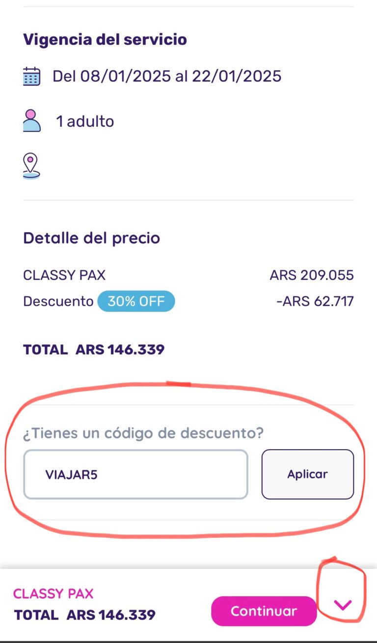 Pax Assistance codigo de descuento